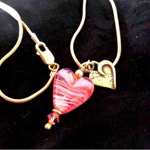 HEART GLASS NECKLACE SILVER NECKLACE